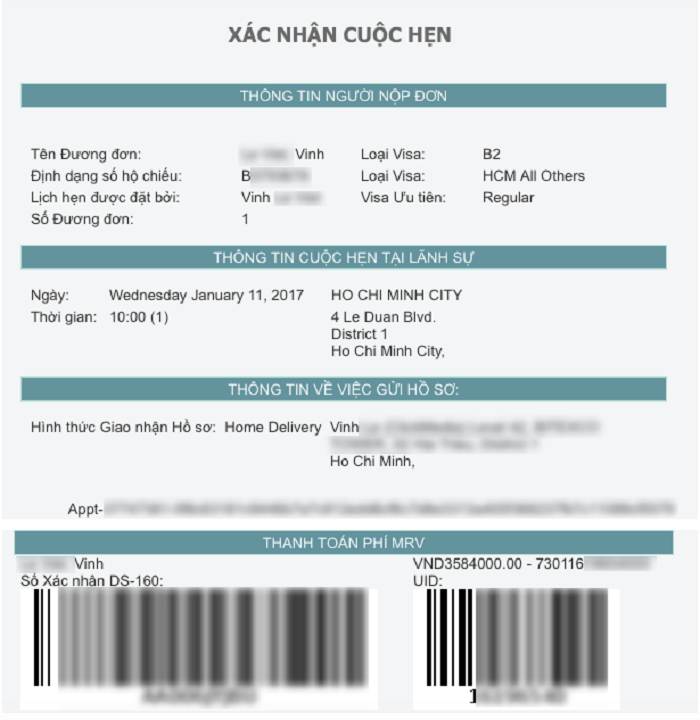 đặt lịch hẹn xin visa mỹ