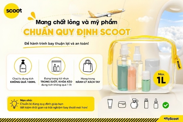 Mẹo nhỏ chuẩn bị t&uacute;i đựng chất lỏng, gel, chất xịt tiết kiệm thời gian qua cửa an ninh.