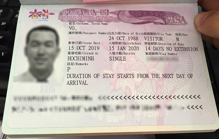 visa đi đ&agrave;i loan