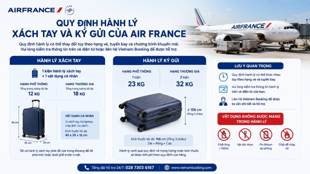 quy dinh hanh ly air france xach tay va ky gui