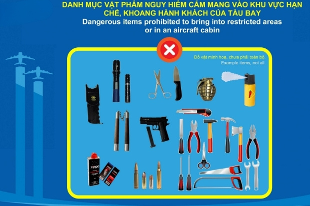C&aacute;c vật phẩm nguy hiểm bị cấm mang l&ecirc;n khoang h&agrave;nh kh&aacute;ch theo đ&uacute;ng quy định h&agrave;nh l&yacute; Air China