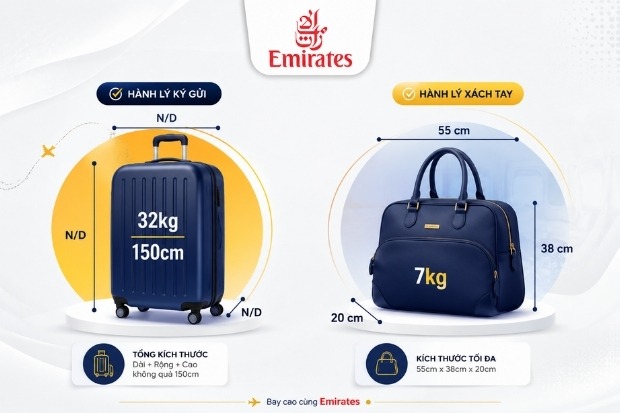 Kiểm tra quy định h&agrave;nh l&yacute; Emirates để y&ecirc;n t&acirc;m trước giờ bay