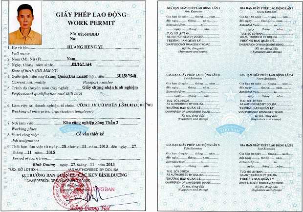 Thủ tục làm giấy phép lao động (work permit) cho người nước ngoài