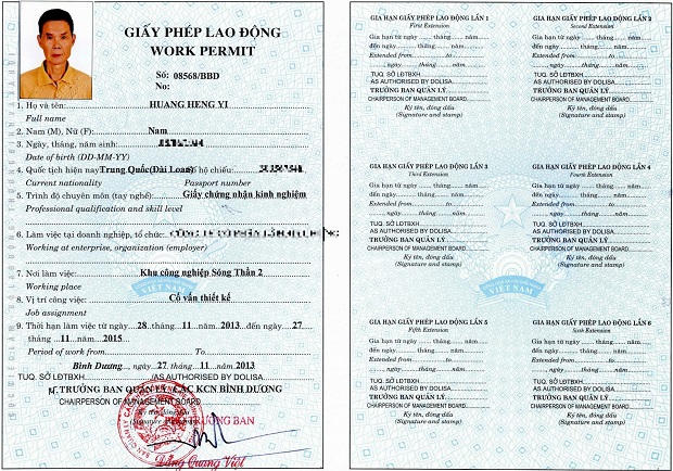 Thủ tục làm giấy phép lao động (work permit) cho người nước ngoài