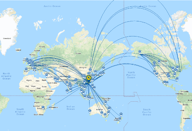 mạng lưới đường bay Cathay Pacific