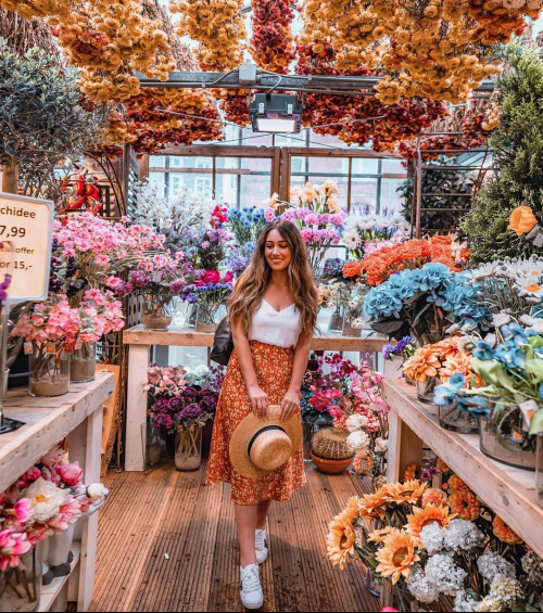 Không gian lãng mạn bên trong chợ hoa nổi Bloemenmarkt vé máy bay từ Hà Nội đi Amsterdam