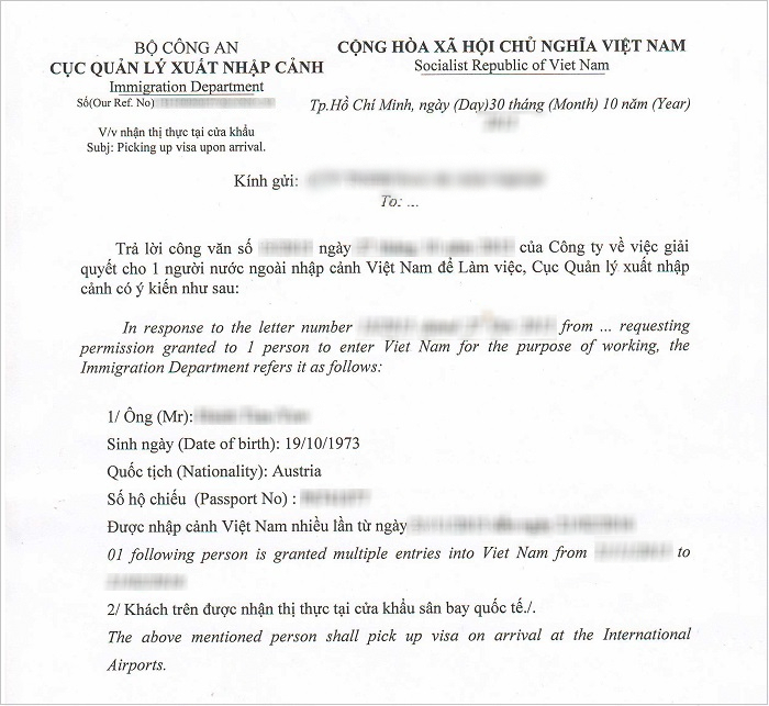 Quy trình cấp thị thực tại cửa khẩu