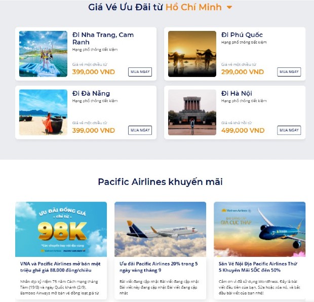 Trang web đặt vé máy bay uy tín