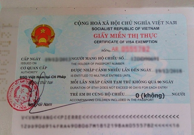 Giấy miễn thị thực 5 năm 