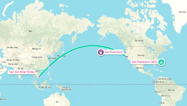 Bay từ California về Việt Nam mất bao lâu