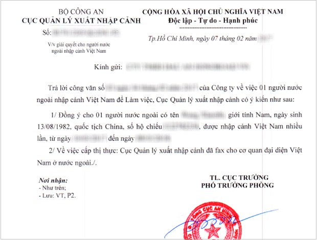 Công văn nhập cảnh 1 năm