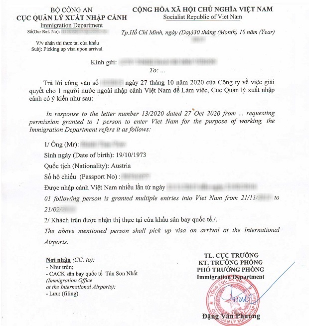 Công văn nhập cảnh thương mại