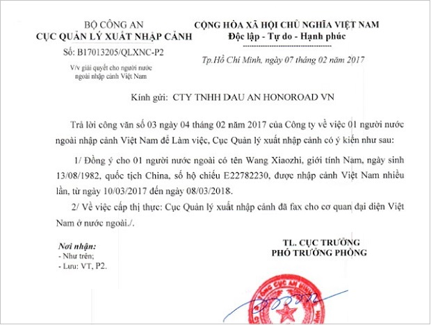 Thủ tục xin công văn nhập cảnh