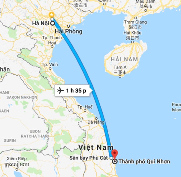 Thời gian bay từ Quy Nhơn ra Hà Nội