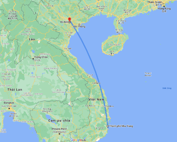 Thời gian bay từ Nha Trang ra Hà Nội nhanh nhất chỉ khoảng 1 tiếng 35 phút Thời gian bay từ Nha Trang ra Hà Nội