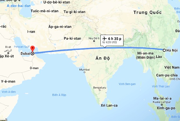 Thời gian bay từ Dubai về Hà Nội 