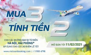 Mua 3 tính tiền 2 khi mua vé máy bay Bamboo Airways dịp Tết Nguyên Đán 2021