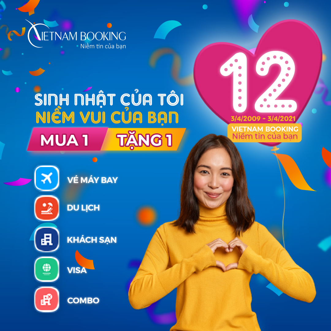 Mừng sinh nhật tuổi 12, Vietnam Booking gởi tặng “cơn mưa” khuyến mãi