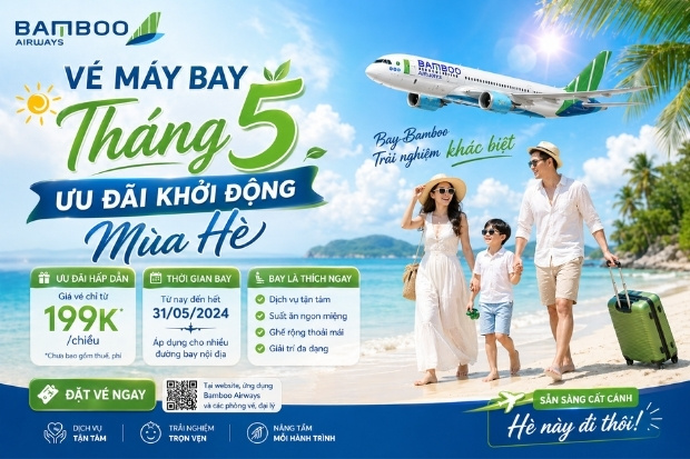V&eacute; m&aacute;y bay th&aacute;ng 5 Bamboo Airways đang được mở b&aacute;n với mức gi&aacute; v&ocirc; c&ugrave;ng nhiều ưu đ&atilde;i