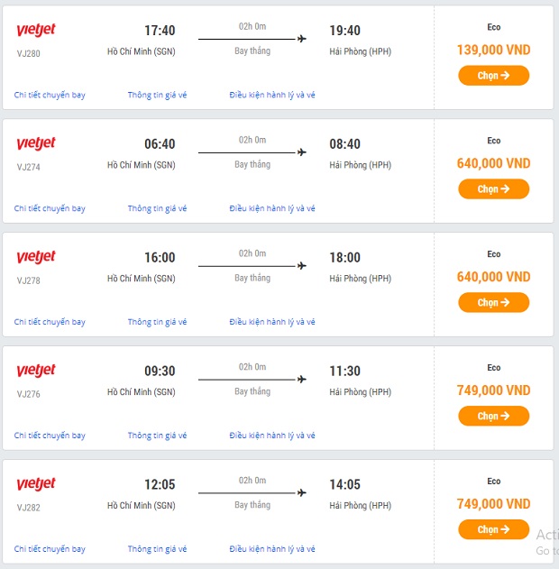 giá vé máy bay Vietjet Air Sài Gòn Phú Quốc