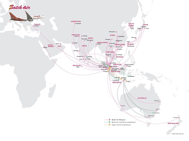 Mạng lưới bay Batik Air Malaysia