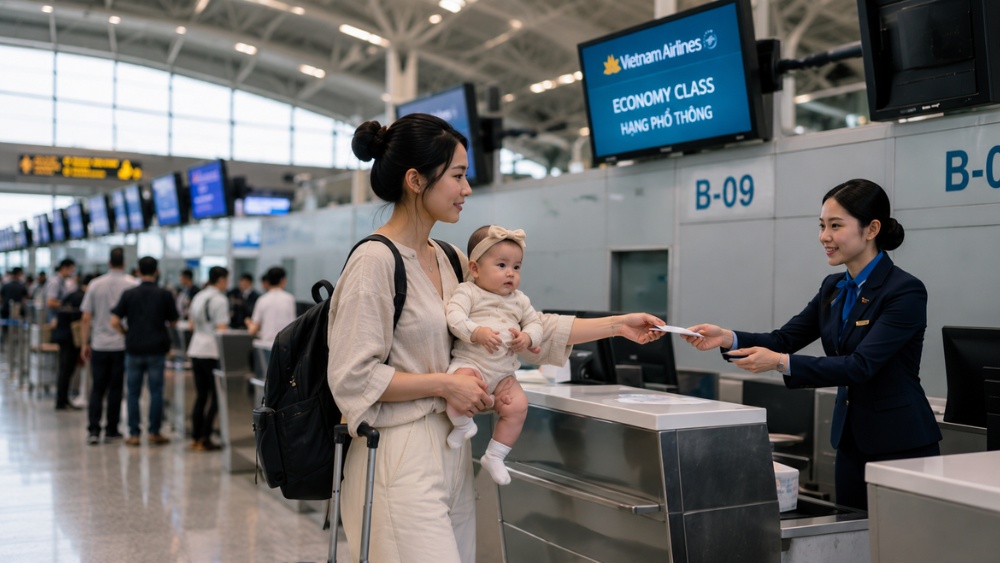 Kinh nghiệm đi m&aacute;y bay cho trẻ sơ sinh an to&agrave;n v&agrave; đầy đủ cho bố mẹ lần đầu