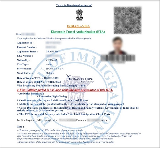 Vietnam Booking hỗ trợ xin visa nhanh chóng E-visa Ấn Độ