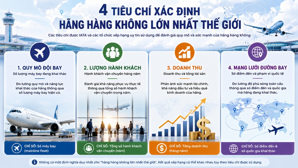 H&atilde;ng h&agrave;ng kh&ocirc;ng n&agrave;o lớn nhất thế giới được đ&aacute;nh gi&aacute; theo đội bay, h&agrave;nh kh&aacute;ch v&agrave; doanh thu