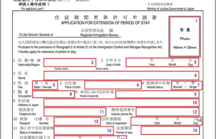 Mẫu đơn gia hạn visa nhật số 1