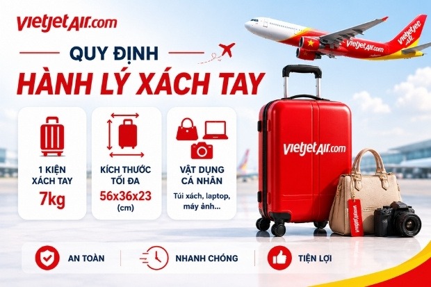 c&aacute;c ti&ecirc;u chuẩn trong quy định h&agrave;nh l&yacute; Vietjet Air đối với h&agrave;nh l&yacute; x&aacute;ch tay