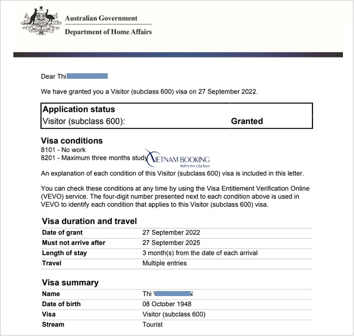 xin visa du lịch &uacute;c c&oacute; người bảo l&atilde;nh