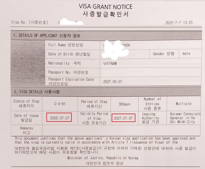 thủ tục xin visa hàn quốc