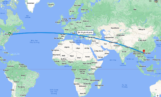 Thời gian bay từ Boston về Việt Nam