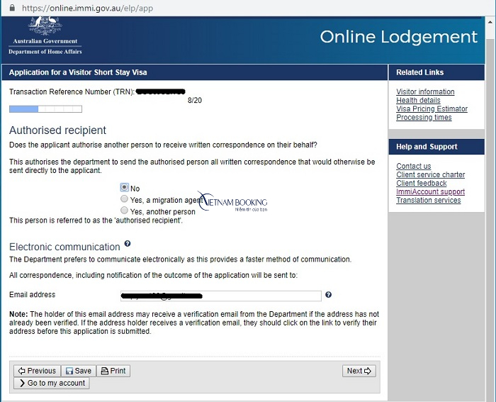 thủ tục xin visa &uacute;c online