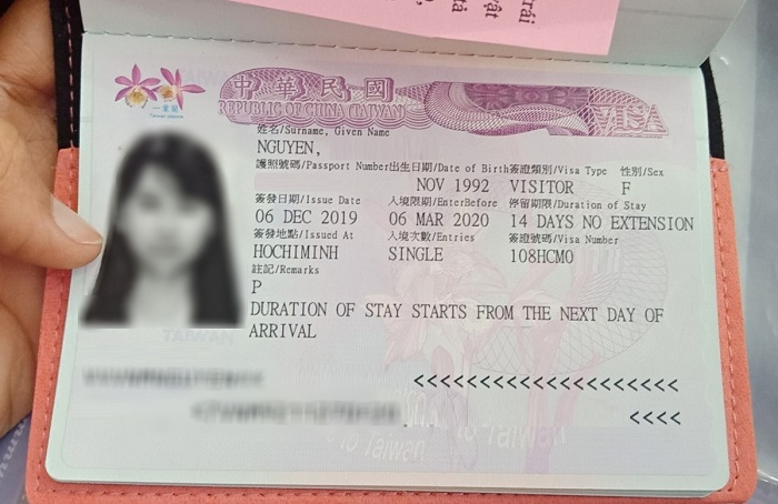 phí làm visa đài loan
