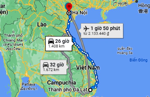 Đ&agrave; Lạt c&aacute;ch H&agrave; Nội bao nhi&ecirc;u km