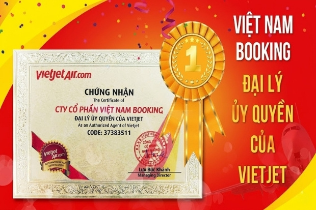 Chứng nhận Vietnam Booking l&agrave; đại l&yacute; ủy quyền ch&iacute;nh thức Vietjet Air
