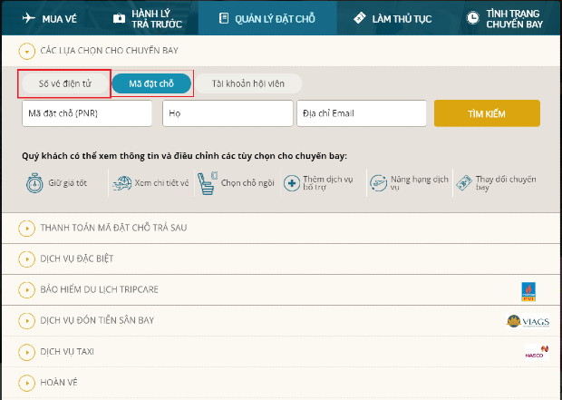 M&atilde; đặt chỗ Vietnam Airlines