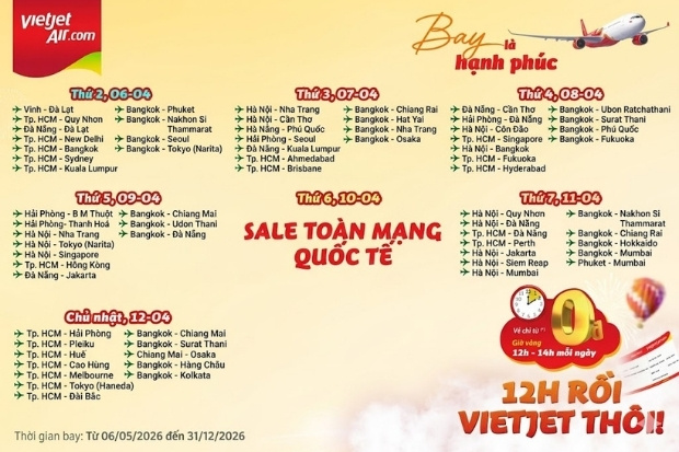Chi tiết chương tr&igrave;nh săn v&eacute; 0 đồng Vietjet 2026&nbsp;