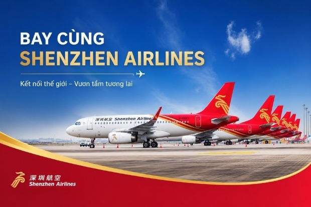 Shenzhen Airlines mang đến trải nghiệm bay tiện nghi v&agrave; đ&uacute;ng giờ.