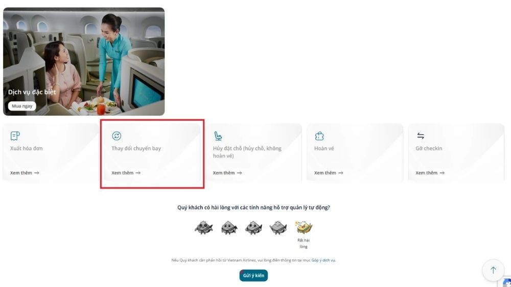 Thao t&aacute;c đổi v&eacute; thực hiện tr&ecirc;n website