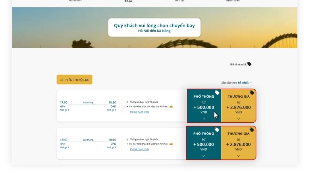 Thao t&aacute;c đổi v&eacute; thực hiện tr&ecirc;n website