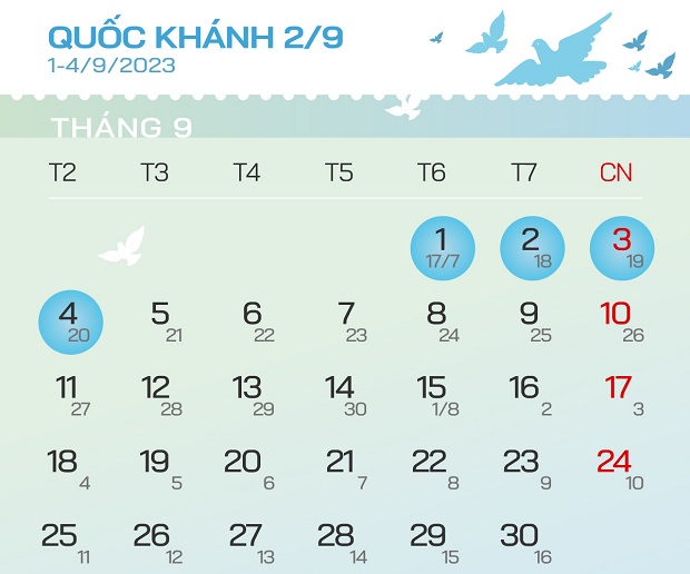 Lịch nghỉ lễ 2023 - Quốc khánh