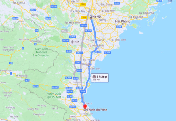 Thời gian bay từ Hà nội vào Vinh mất bao lâu
