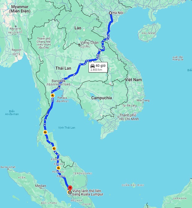 khoảng cách từ Hà Nội đến Hà Nội