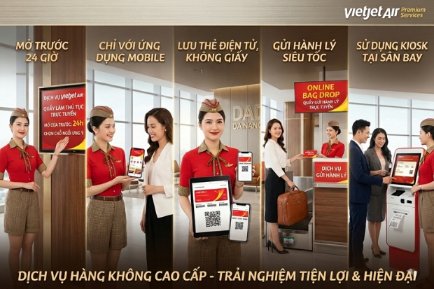 Tối ưu thời gian check-in dễ d&agrave;ng c&ugrave;ng Vietjet Air 