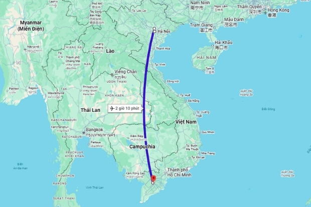 Tuyến đường bay từ H&agrave; Nội đi Cần Thơ mất khoảng hơn 2 giờ bay c&ugrave;ng Vietjet Air