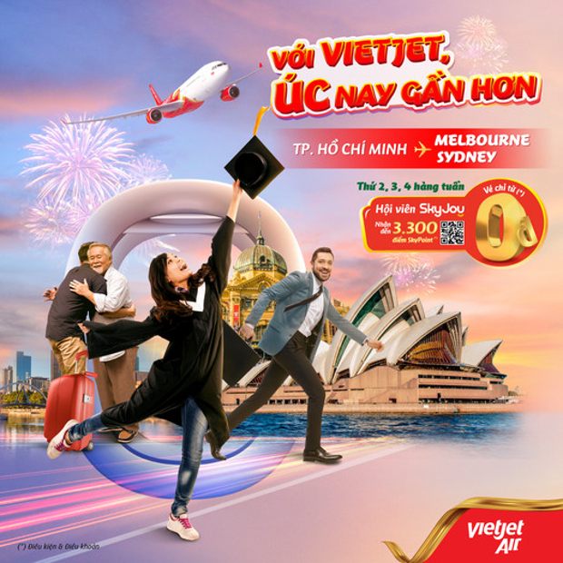 vietjet Air khai th&aacute;c đường bay đi &Uacute;c