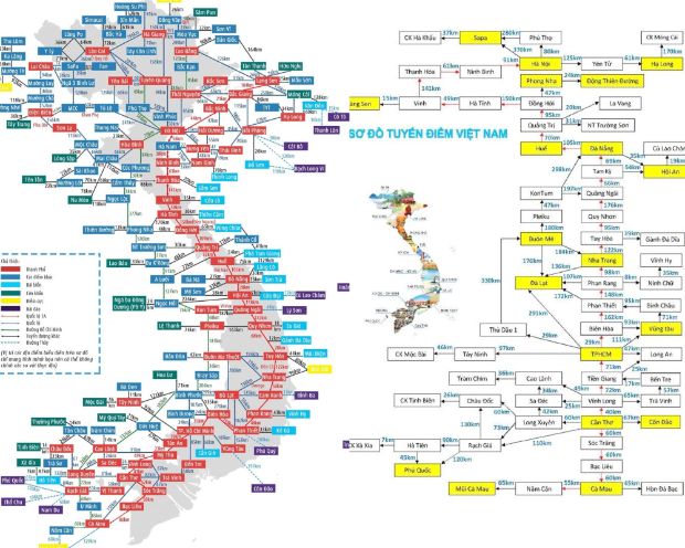 Tuyến điểm du lịch Việt Nam - bản đồ tuyến điểm