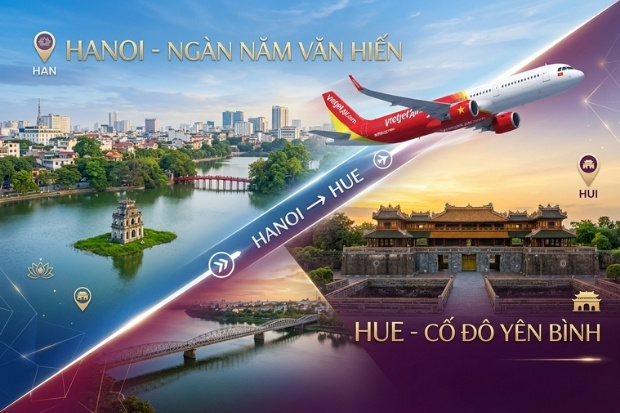 Kết nối hai miền di sản c&ugrave;ng v&eacute; m&aacute;y bay Vietjet Air H&agrave; Nội đi Huế